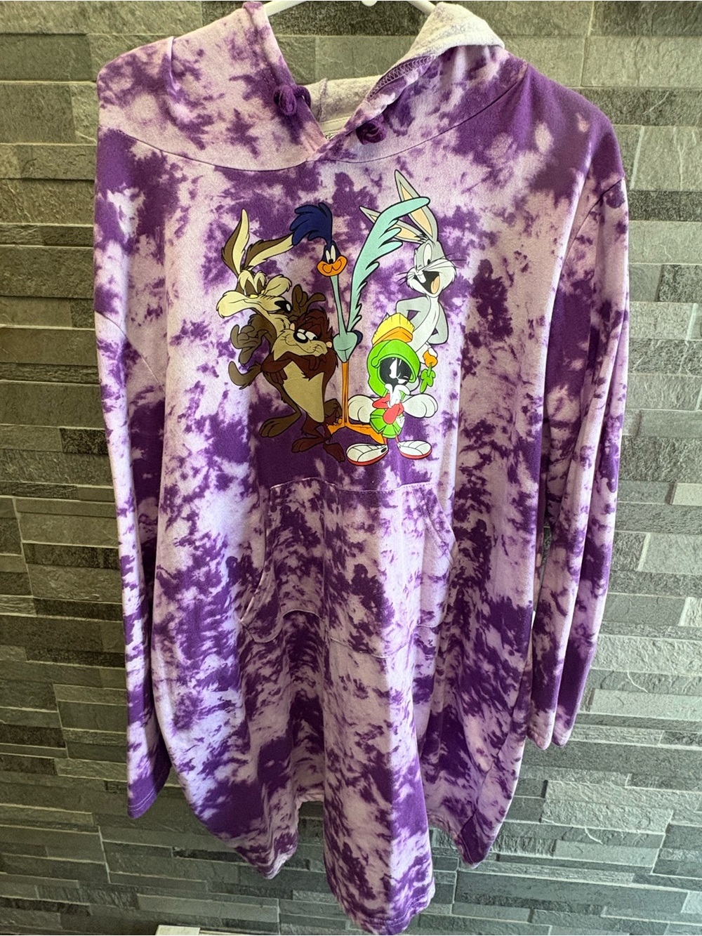 Warner Bros. Purple Tie-Dye Looney Tunes Hoodie - Bugs, Marvin, Taz